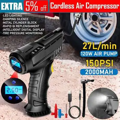 120W Cordless Car Tyre Inflator Handheld LCD Air Compressor Automatic Pump AU • $25.55