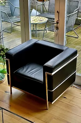 Bauhaus Armchair In The Style Of Cassina Le Corbusier Black Faux Leather. • £75