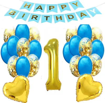 1st Happy Birthday Foil Balloons One-year-old Baby Boy Girl Number 1 Party Decor • £6.99