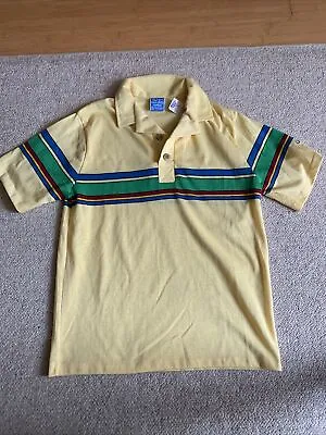 Vintage NOS OP Ocean Pacific Sunwear Stripe Polo. Rare. Wooden Buttons. • $75