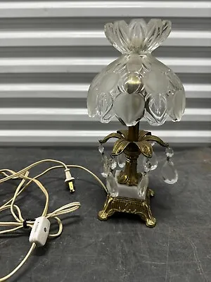 Bohemia Glass Crystal Brass Accent Lamp Vintage 11” • $49.99