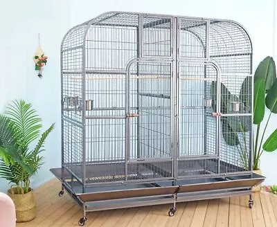 Double Bird Cage With Center Divider For Parrot Macaw Aviary W64xD32xH73 NEW • $799.99