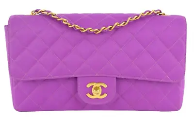 $3399 • Buy Chanel Classic Vintage Medium Purple Nylon 24K Gold Hardware Bag