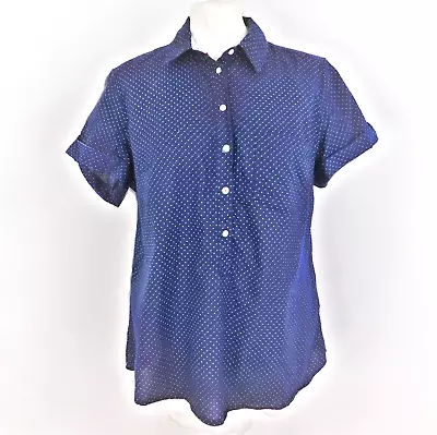 H&M Logg Blue Spotty Shirt Size Medium (12) Smock Short-Sleeved • £6.29