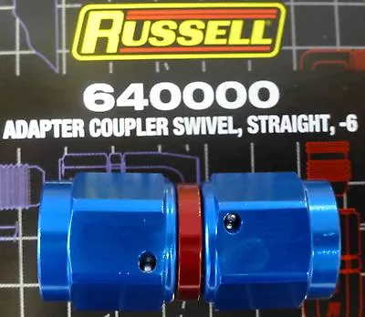 Russell 640000 Female Adapter Swivel Coupler -6AN #6  AN6 Straight Blue • $15