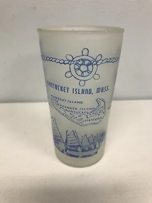Vintage Map Of Nantucket Island Mass Frosted Drinking Glass ~ 5  • $6