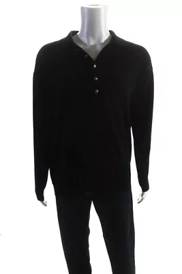 Versace Classic V2 Mens Black Wool Collar Long Sleeve Pullover Sweater Top SizeL • $42.99