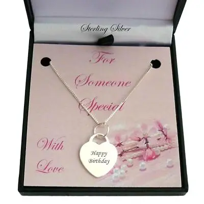 £22.99 • Buy Sterling Silver Engraved Necklace, Personalised Heart Pendant, Special Gift Box