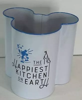 Mickey Mouse Shape Disney Utensil Holder Happiest Kitchen On Earth Metal White • $19.50