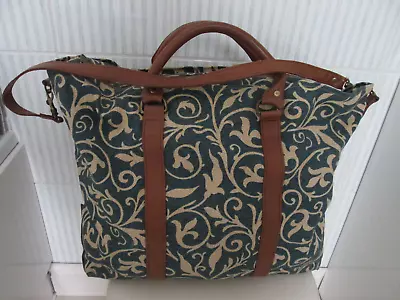 Colefax And Fowler Vintage DesignFabric & Leather Holdall Weekend Holiday BAG • £94