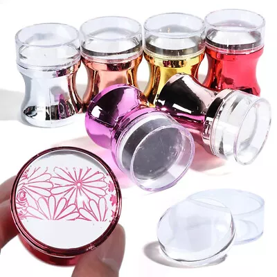 Nail Stamping Stamper Scraper Clear Silicone Manicure Art Stamp Plates Kit Tool • $10.95