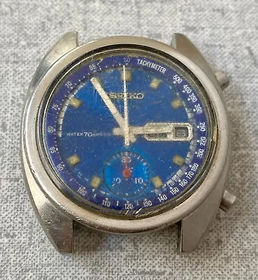 Seiko 6139-6012 Chronograph Automatic Watch Vintage Men's 17 Jewels Blue Dial • $160