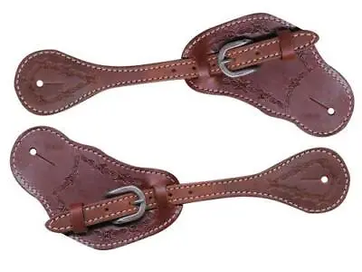 Showman Men's Leather Spur Straps W/ Barbed Wire Tooling • $24.99