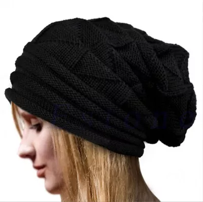 Women's Men Knit Slouchy Baggy Beanie Oversize Winter Hat Ski Fleece Slouchy Cap • $7.90