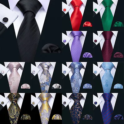 Formal Mens Necktie Plaids & Checks Tie Set For Men Jacquard Woven Wedding Ties • £6.99