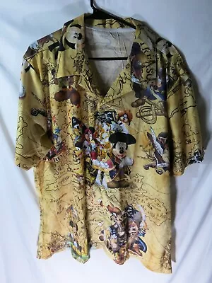 Disney Pirates Mickey Mouse Hawaiian Shirt XXL Gold Yellow • $15