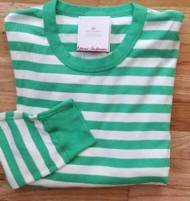 Nwt Hanna Andersson Happy Green White Stripe Pajama Shirt Unisex Adult S • $24.99