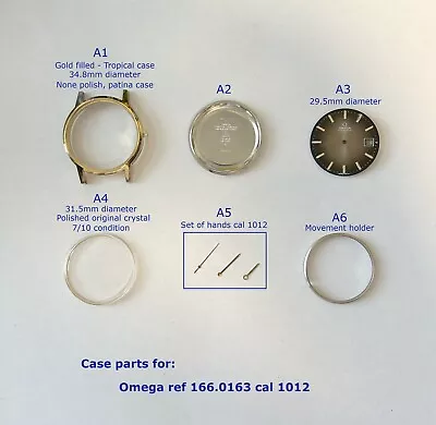 OMEGA Geneve Case Parts Ref 166.0163 Cal 1012 Crystal Hands Dial Watch • $35