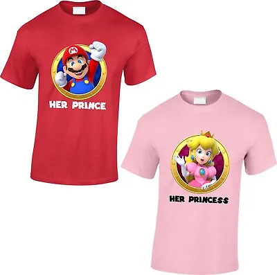 Super Mario Matching T-Shirt Mario Luigi Princess Peach Valentine's Day Tee Top • £9.99