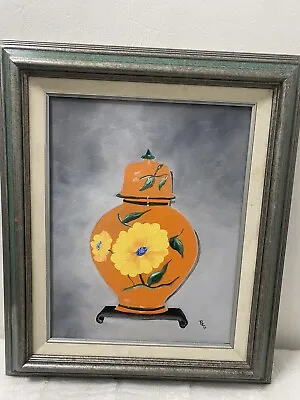 Vintage Original Ginger Jar Oil Painting On Canvas In A Beautiful Wood Frame. • $50