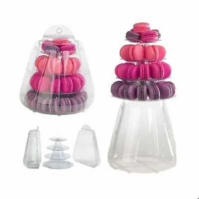 £8.49 • Buy Round Clear Macaron French Macaroon Tower Stand Rack Party Supply Pyramid Decor!