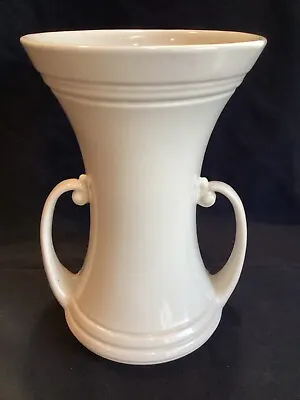 Vintage Art Deco Abingdon Pottery USA 10” Tall Double Handled White Vase • $29.99