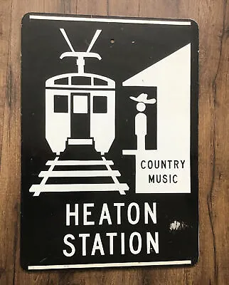 Vintage Train Trolley Sign Heaton Station Country Music Nashville TN Cowboy • $325