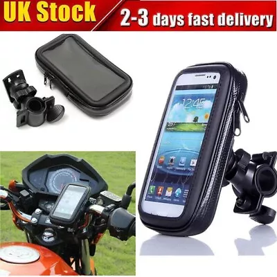 360° Waterproof Motor Bike Bicycle Phone Stand Case Mount Holder For All Mobile • £6.99