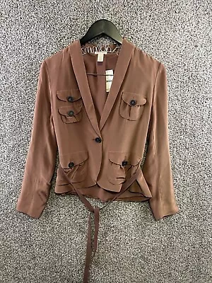 J. Crew Jacket Women's Size 4 Rose Gold  100% Silk Suit Career Jacket Belted NWT • $44.99