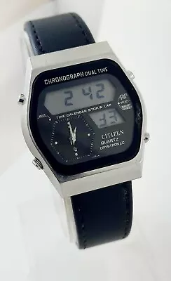 $220 • Buy CITIZEN CRYSTRON LC Ana-Digi QUARTZ CHRONOGRAPH DUAL TIME VINTAGE MEN WATCH 1979