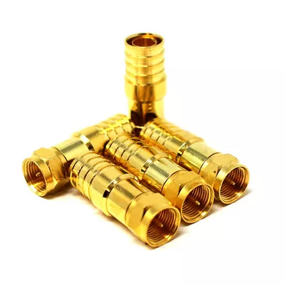 £2.89 • Buy Gold Crimp On F Connector Type 125 Coax Cable Coaxial Wf125 Tv Aerial Satellite
