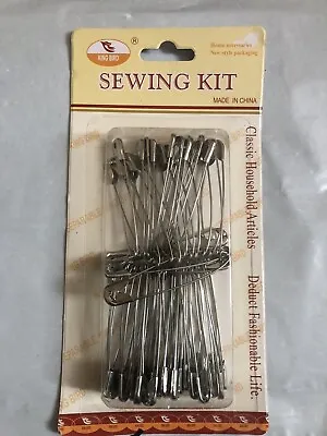 50 Pc Strong Safety Pins Silver Sizes Medium Craft Multipurpose • £2.49