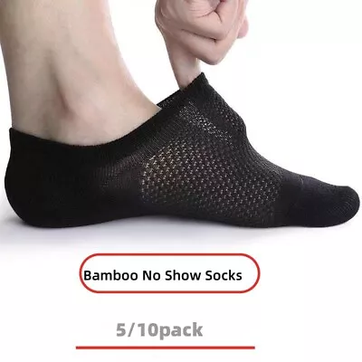 5/10 Pairs Bamboo No Show Socks Noslip Ankle Sport Breathe Mesh Men/Women 6-11 • $9.49