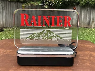 Vintage 1980's Rainier Beer Lighted Back Bar Countertop Sign Mountain Washington • $99.99