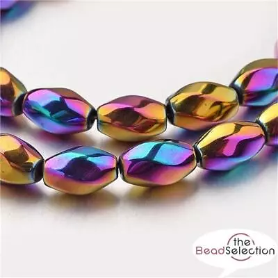 PREMIUM QUALITY RAINBOW HEMATITE SPIRAL TWIST BEADS 12mm X 7mm 20 BEADS HEM19 • £3.79