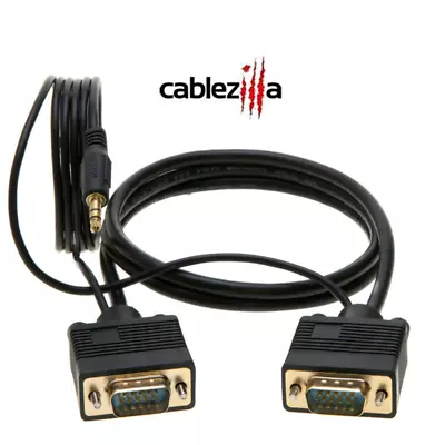 SVGA Cable Male To Male With Audio 3.5 Mm Jack  Monitor Cord PC Super VGA Lot • $8.45