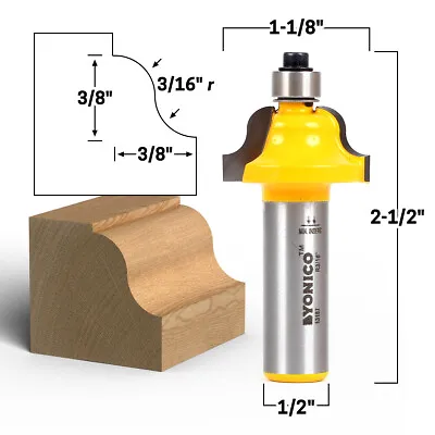 3/8  Roman Ogee Edge Forming Router Bit - 1/2  Shank - Yonico 13187 • $12.95