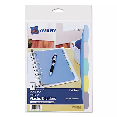 Avery Write-On Standard Tab Plastic Dividers 5-Tab 5 1/2 X 8 1/2 16180 • $8.37