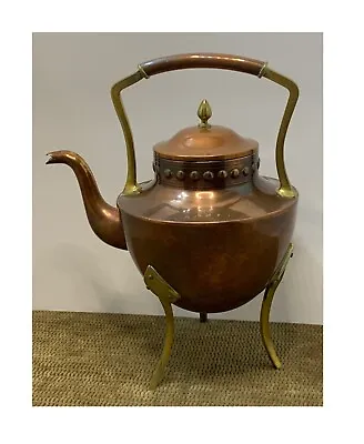 Vintage Copper Coffee/tea Pot With Brass Legs And Handle Also Has Lid • $39.99