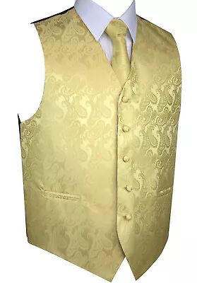 XS-6XL Men's Paisley Formal Tuxedo Vest Tie & Hankie Set. Wedding Prom Cruise • $22.95