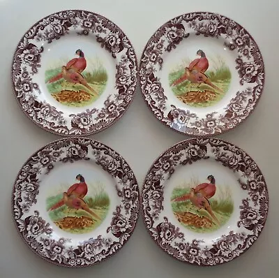 SET Of 4 Spode Woodland Dinner Plates Pheasant Bird Thanksgiving Fall 10.5 NEW • $105