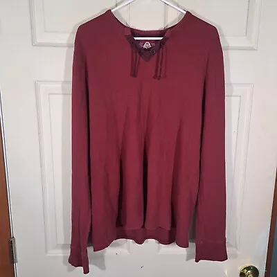 American Rag Shoe Lace Shirt Mens Size XXL Dark Red Long Sleeve Thermal Tee • $12.99