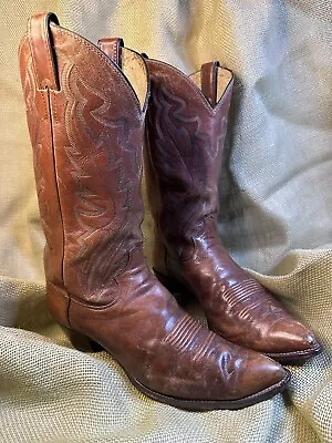 JUSTIN Western Cowboy Marble Brown Leather Boots Style # 1966 Men’s Size US 9 D • $39.75