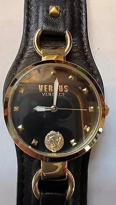 Versus By Versace Black Leather Wristwatch • $45