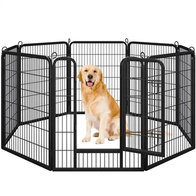 $119.98 • Buy 8 Panel Pet Playpen Heavy Duty Metal Dog Exercise Pen Fence Outdoor Indoor Black