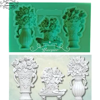 FLOWERS IN VASE In Pot Pots Flower Silicone Mould Mold Cake Icing M131 • £6.59