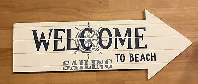 £9.90 • Buy Wooden Sign “Welcome To The Beach” Sailing New With Tags