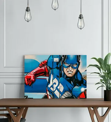 Captain America 2-framed Canvas Wall Art Superhero Picture Paper Print- Marvel • £11.99