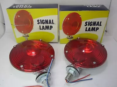 Vintage Truck Bus Trailer Chrome Signal Lamp Assembly Pair 12-Volt SS401 • $48.99