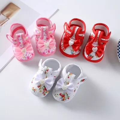 Infant Baby Girls Sandals Anti-Slip Princess Shoes First Walking Shoes Summer UK • £5.87